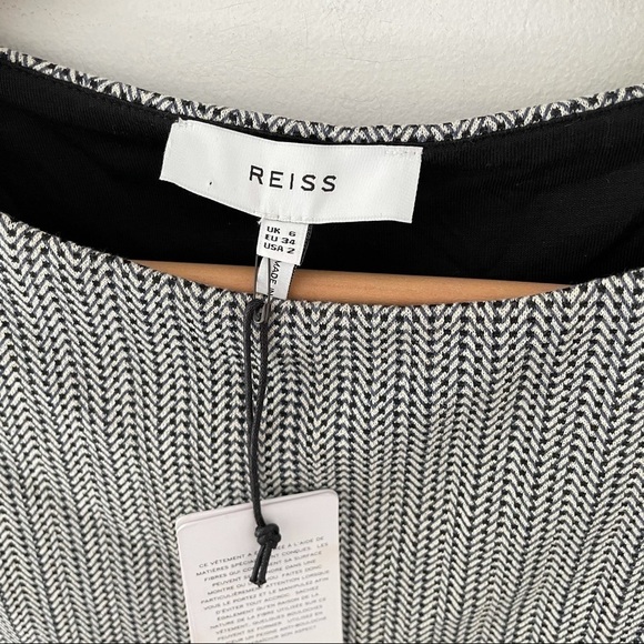 NWT Reiss Marte Textured Jersey Dress White / Blue - Picture 7 of 9